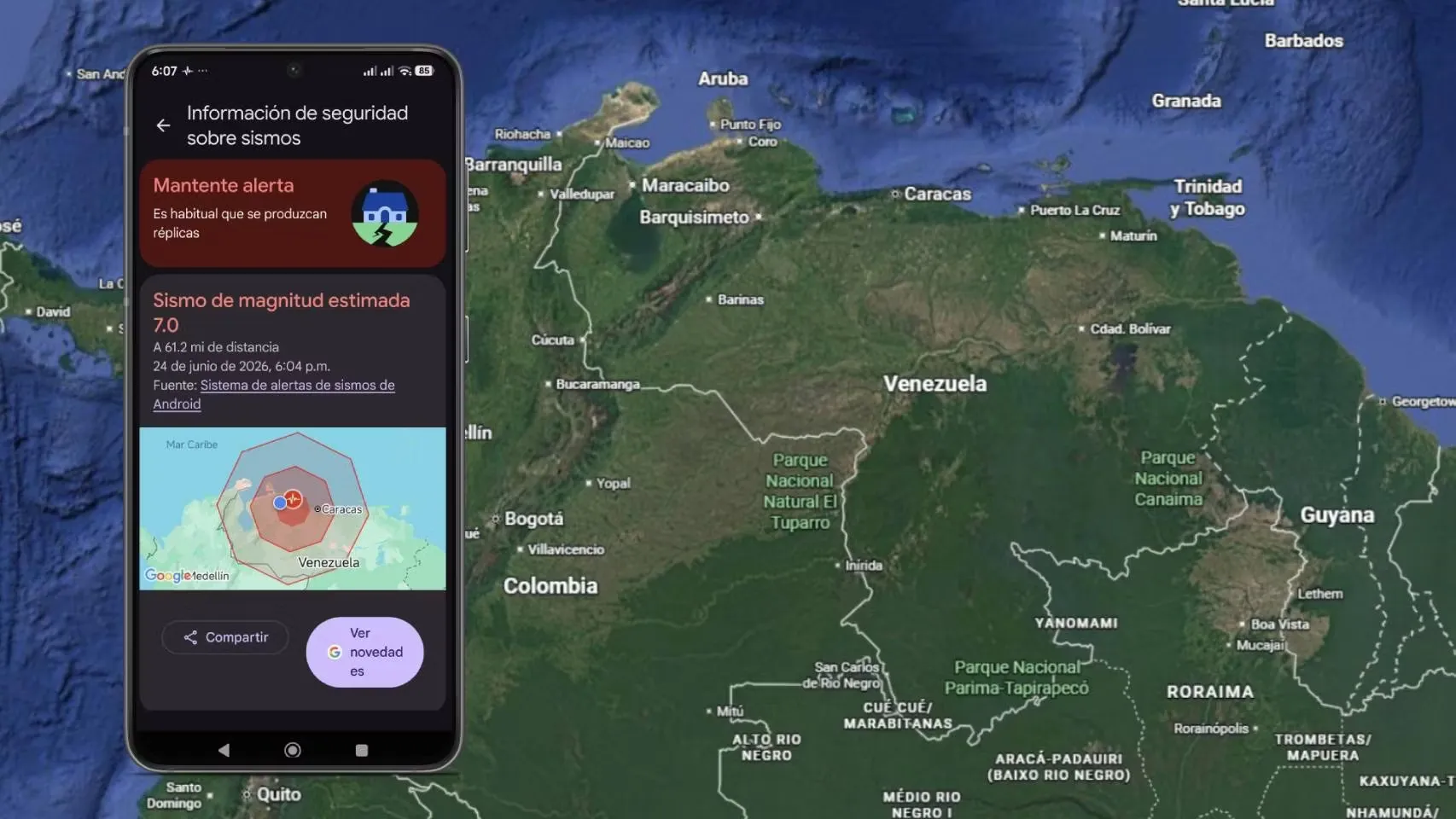 Cómo funciona la notificación de Google que alertó segundos antes del terremoto a los venezolanos