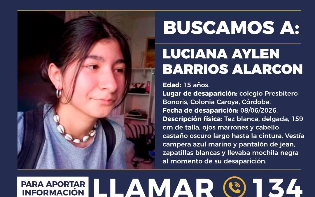 Buscan a una adolescente de 15 años desaparecida en Córdoba
