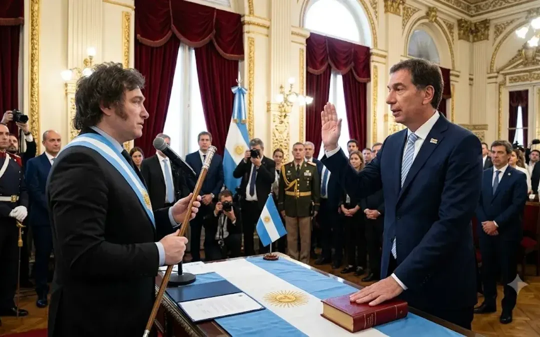 Javier Milei le tomó juramento a Diego Santilli como jefe de Gabinete en la Casa Rosada