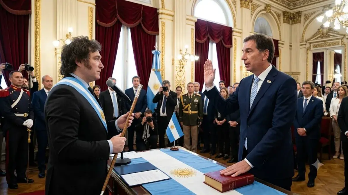 Javier Milei le tomó juramento a Diego Santilli como jefe de Gabinete en la Casa Rosada