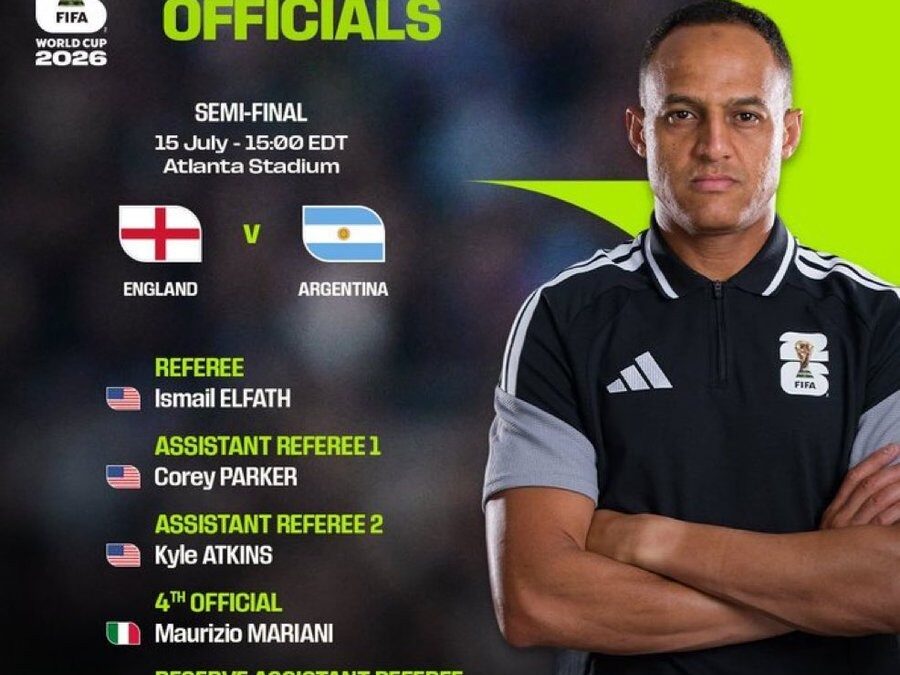 Árbitro confirmado para la semifinal: Ismail Elfath dirigirá Argentina-Inglaterra