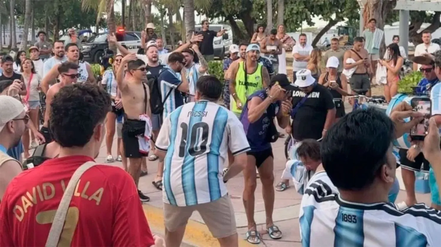 Un multitudinario banderazo tiñó de celeste y blanco las calles de Miami