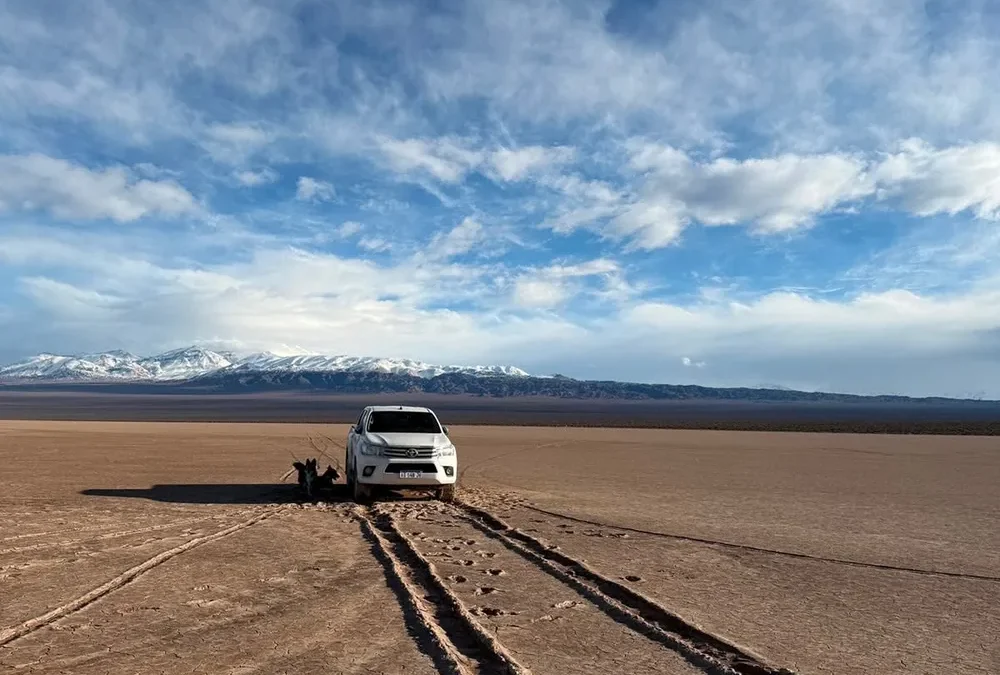 Nuevas imágenes muestran las huellas que dejó la camioneta en la Pampa del Leoncito