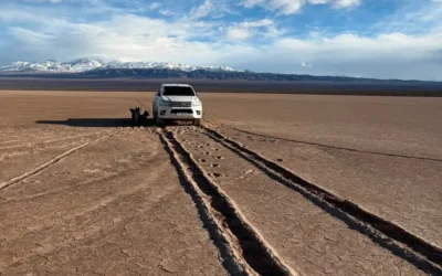 Nuevas imágenes muestran las huellas que dejó la camioneta en la Pampa del Leoncito